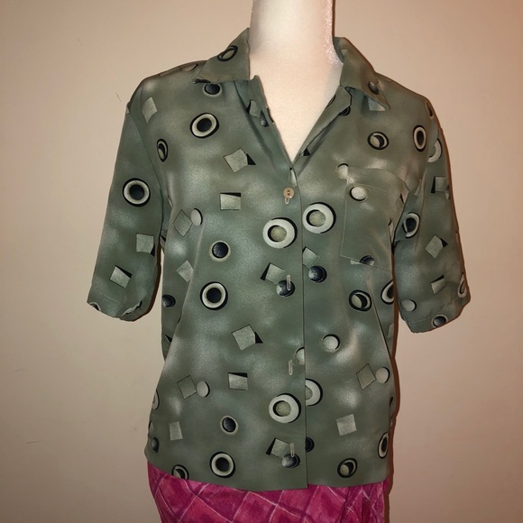 Vintage Abstract Print Short Sleeve Shirt - Picture 4 of 5